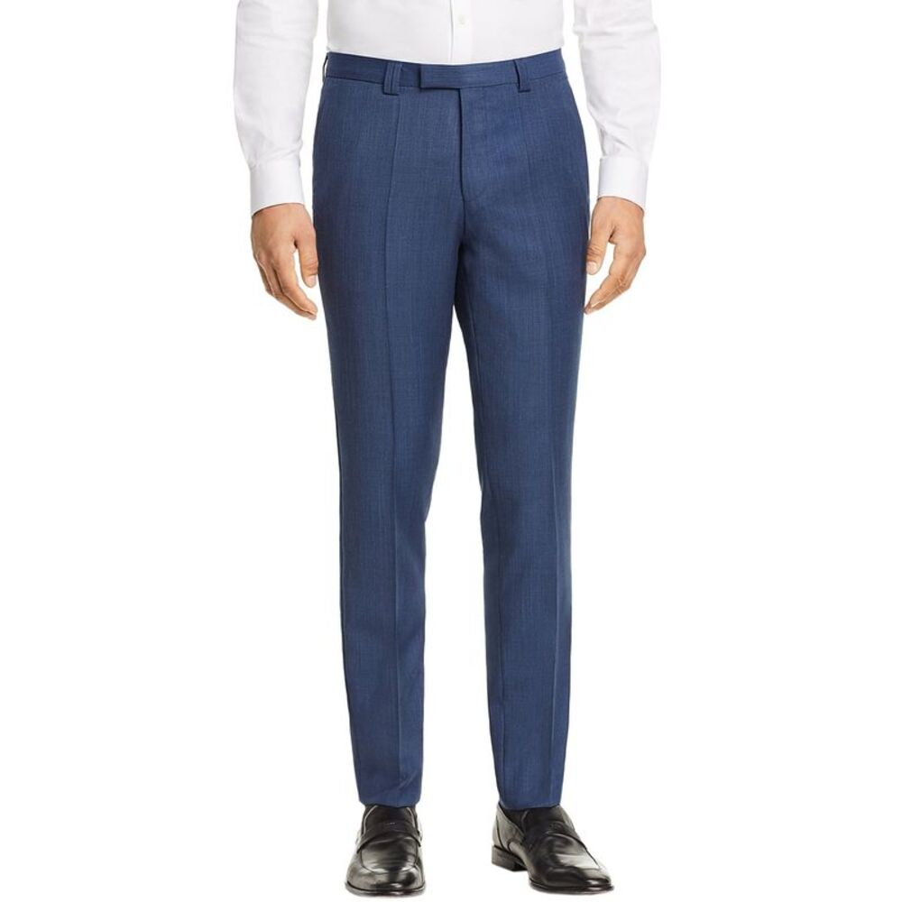 Hugo Boss Mens Extra Slim Fit Birdseye Dress Pants 34 Blue - NWT $198